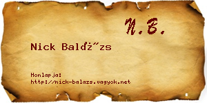Nick Balázs névjegykártya